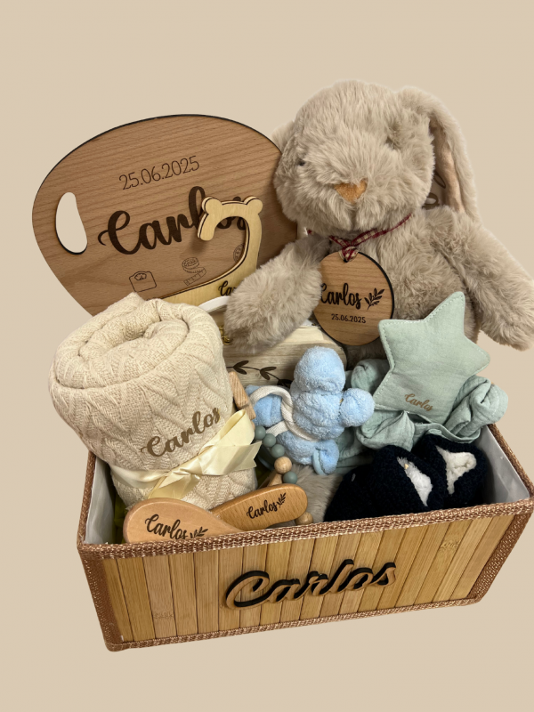 Copia de Copia de Copia de Diseño sin título Cesta de nacimiento personalizada completa