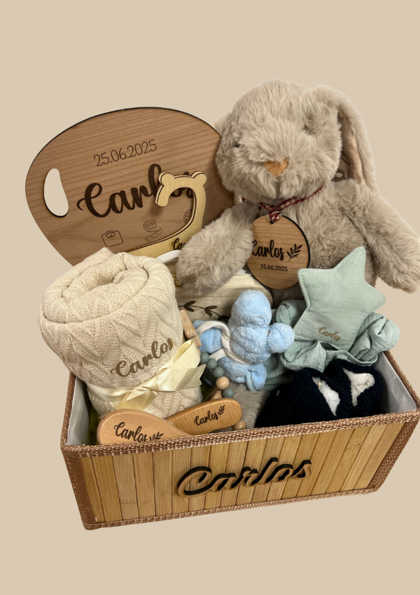 Copia de Copia de Copia de Diseño sin título Cesta de nacimiento personalizada completa