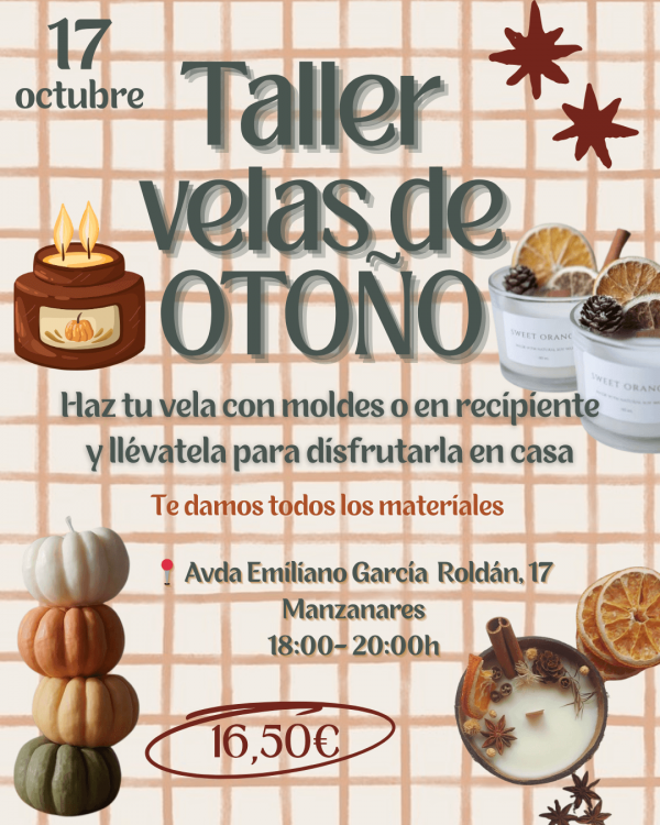 Taller velas 17 oct Taller de velas de otoño