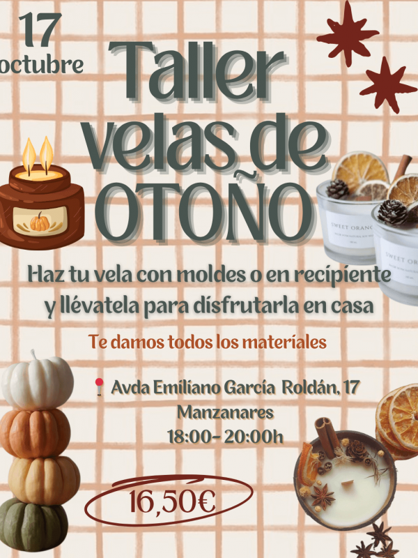 Taller velas 17 oct Taller de velas de otoño