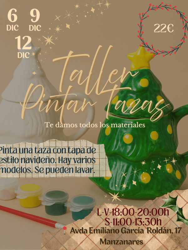 Cartel tazas de navidad (1) Taller de Tazas de Navidad