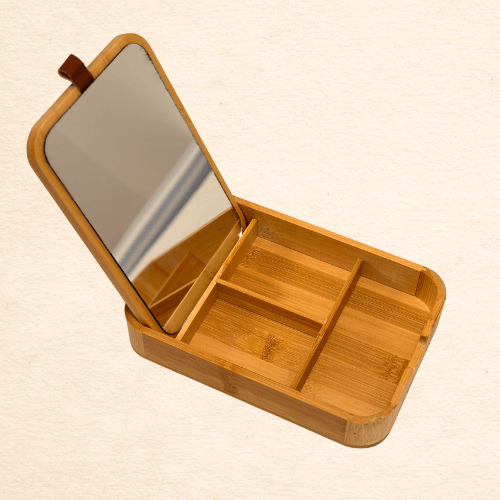 Joyero bambú Caja joyero de bambú con espejo