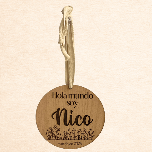 Placa nacimiento Placa Hola mundo flores